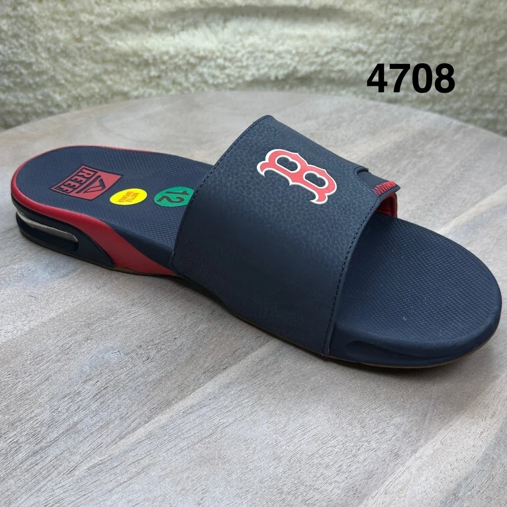 Boston Red Sox Reef Fanning Slides Mens 12 MLB Sandals Bottle Opener NWT